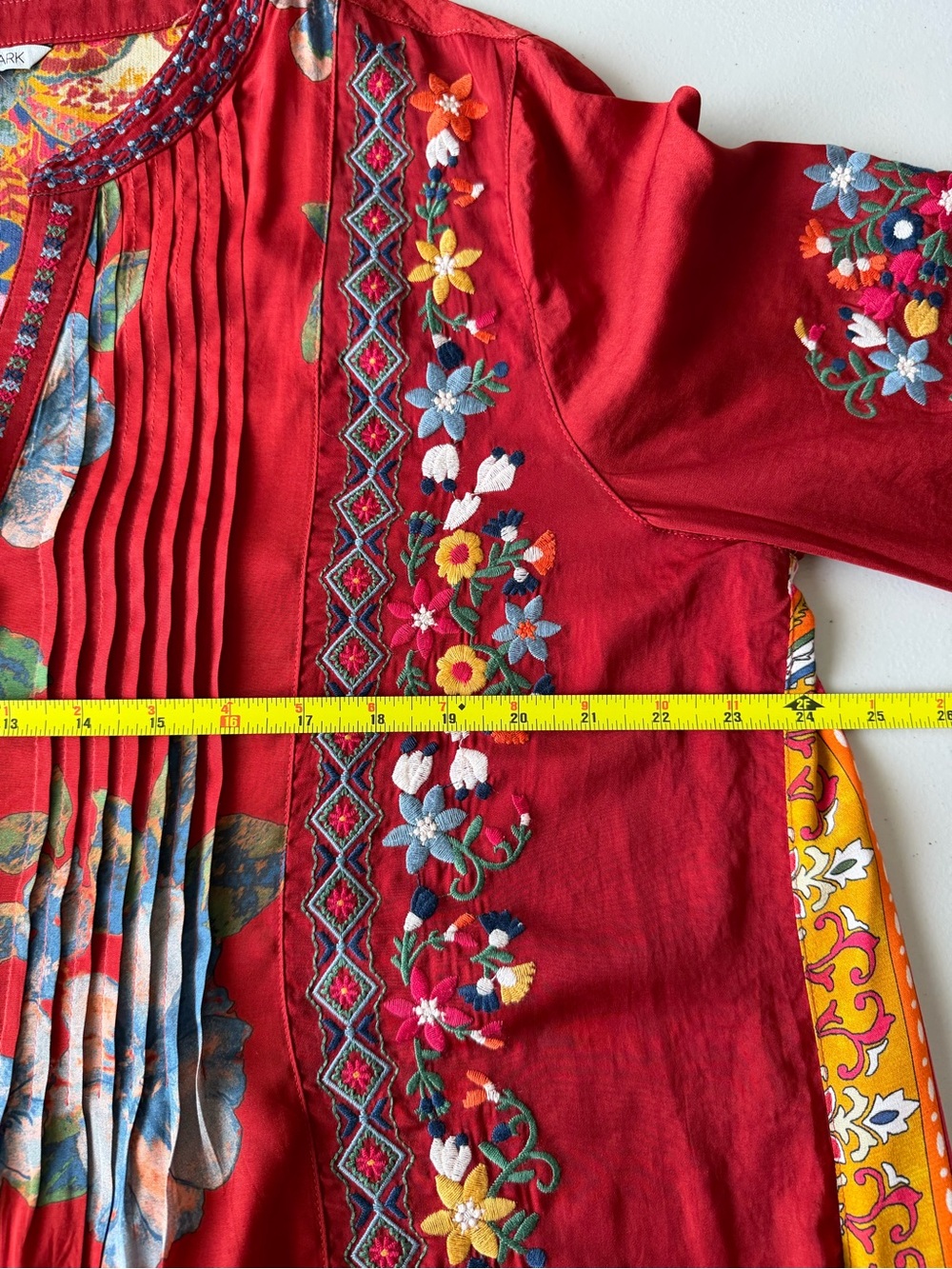 John Mark Embroidered Multi Patch Boho Tunic Blouse Dark Spice L - Picture 9 of 15